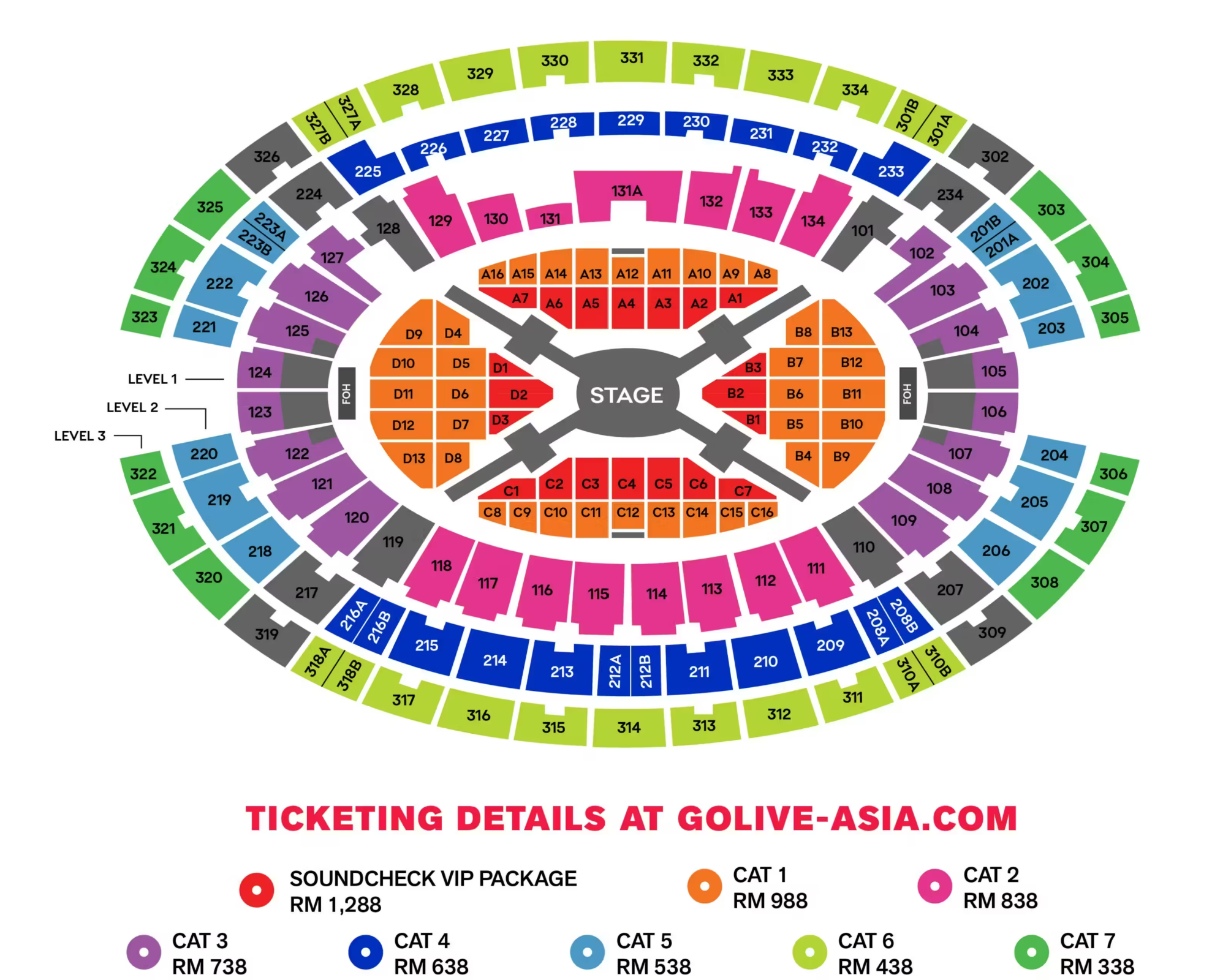 BTS Kuala Lumpur seating map and ticket categories